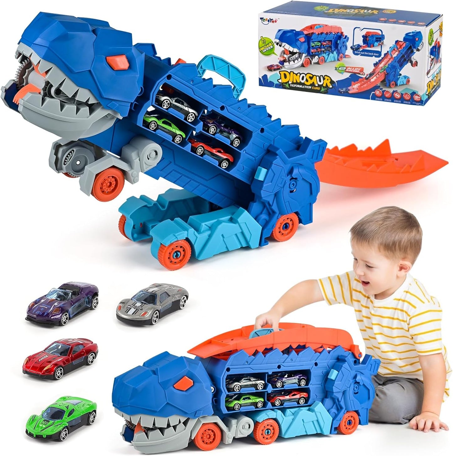 Camião Dinossauro Transformers com Pista e Armazenamento