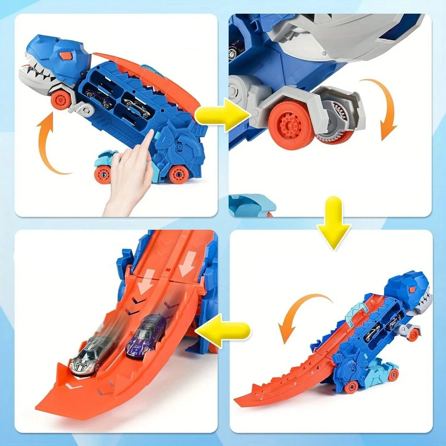 Camião Dinossauro Transformers com Pista e Armazenamento