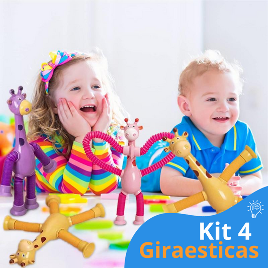 KIT com 4 Giraesticas - Girafas Fofas e Coloridas com Ventosa