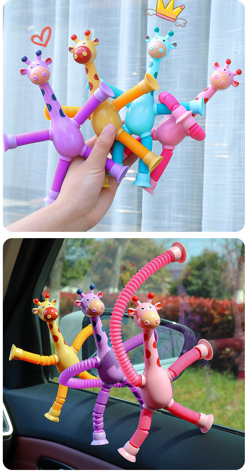 KIT com 4 Giraesticas - Girafas Fofas e Coloridas com Ventosa