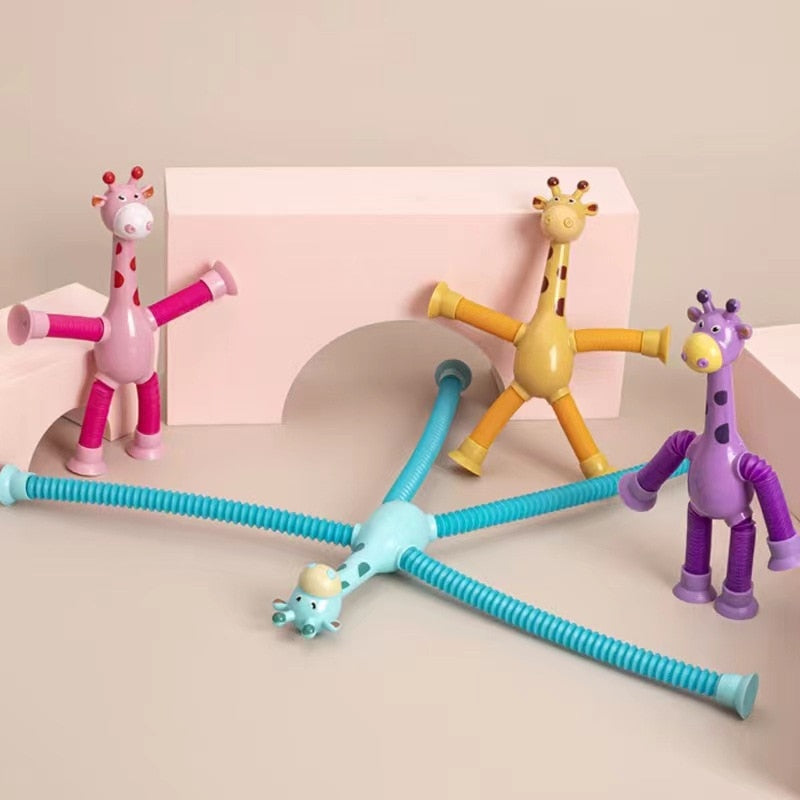 KIT com 4 Giraesticas - Girafas Fofas e Coloridas com Ventosa