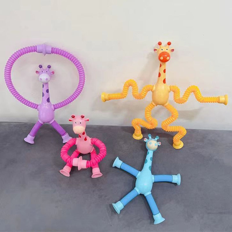 KIT com 4 Giraesticas - Girafas Fofas e Coloridas com Ventosa