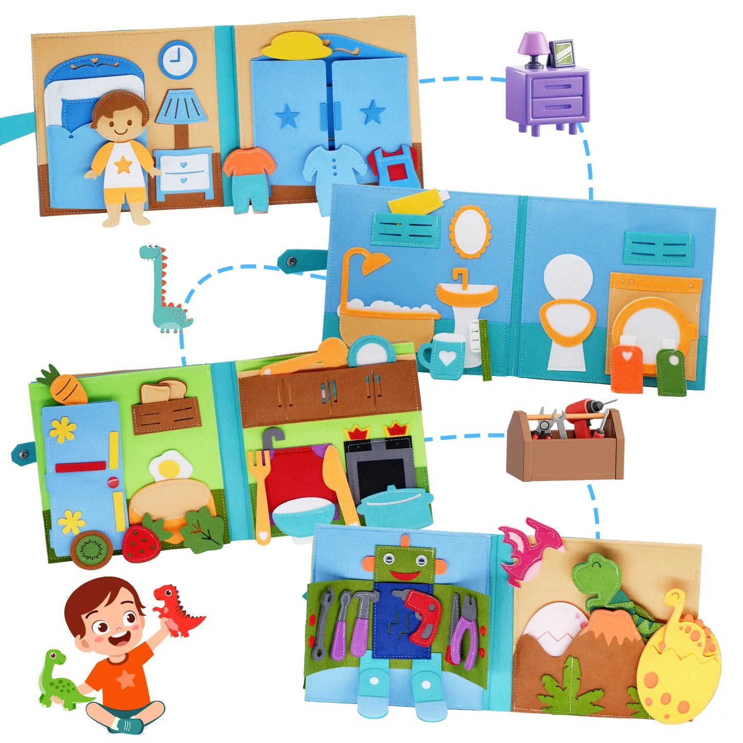 Livro de Pano 3D Montessori Casinha - Para Meninas e Meninos