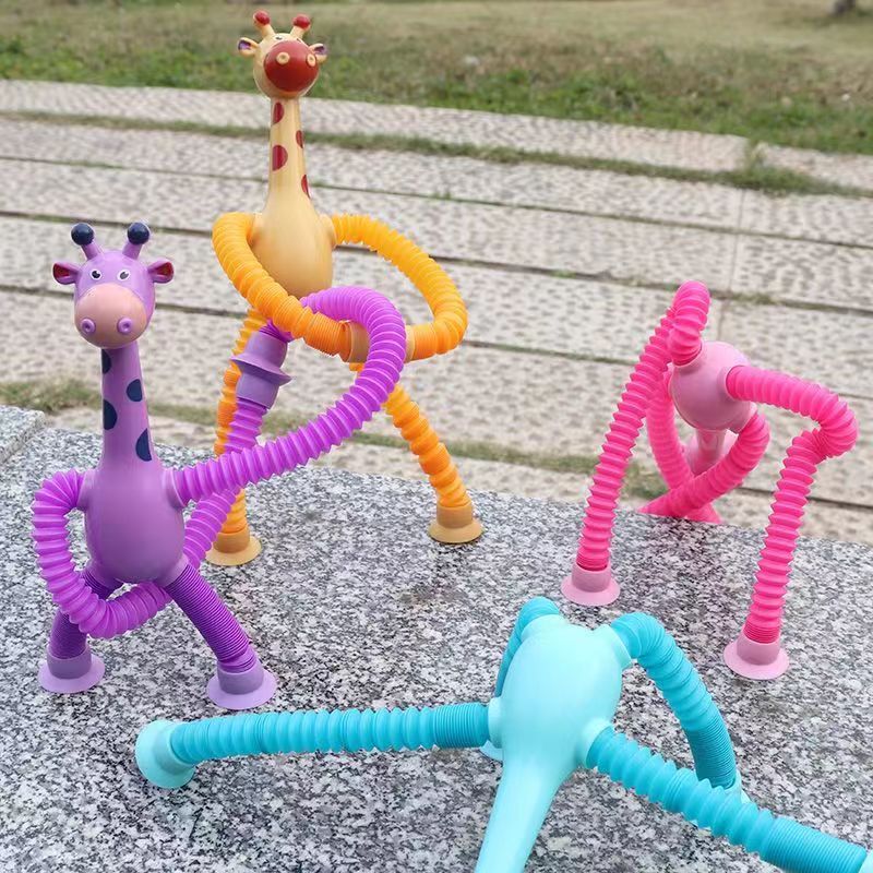 KIT com 4 Giraesticas - Girafas Fofas e Coloridas com Ventosa