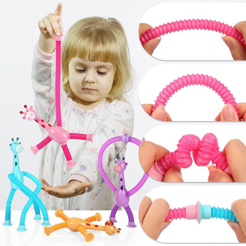 KIT com 4 Giraesticas - Girafas Fofas e Coloridas com Ventosa