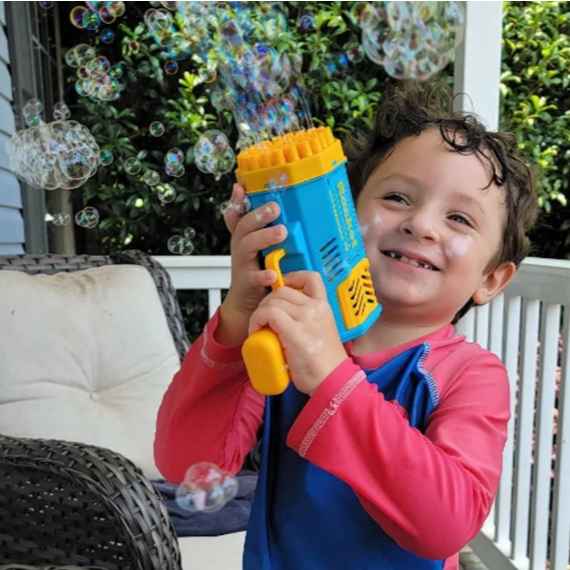 Pistola de Bolhas Elétrica com 40 Buracos e Luz LED
