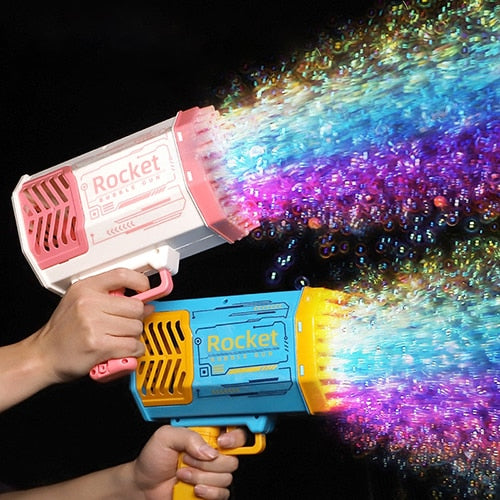 Super Pistola de bolhas com 69 buracos e luzes LED coloridas