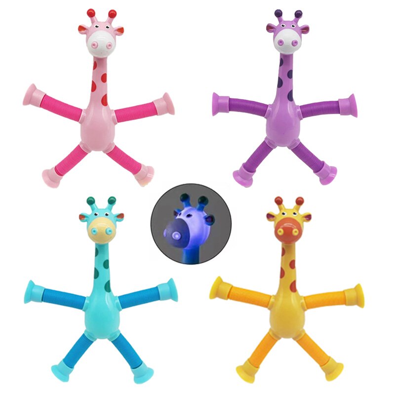 KIT com 4 Giraesticas - Girafas Fofas e Coloridas com Ventosa
