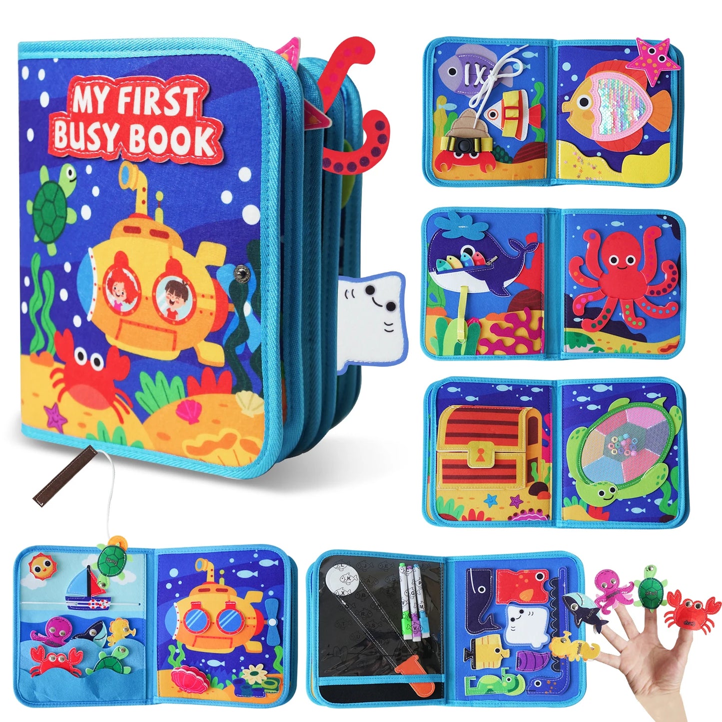 O Oceano das Descobertas – Livro Sensorial Montessori 20 Atividades